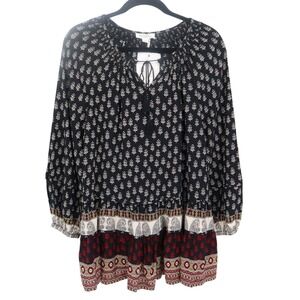 Beachlunchlounge Top Womens S Black Boho Earthy Folk Gypsy Indie Peasant NWT